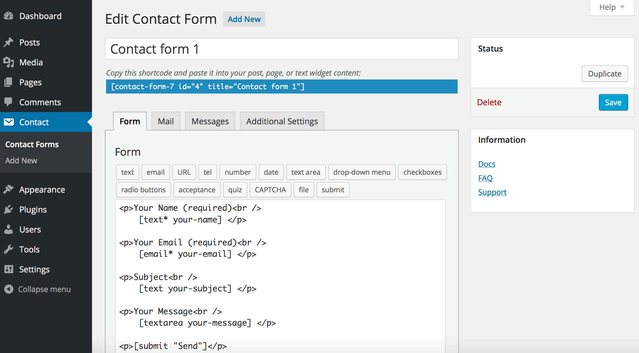 Contact Form 7 plugin