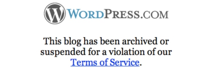 WordPress.com blog has been removed