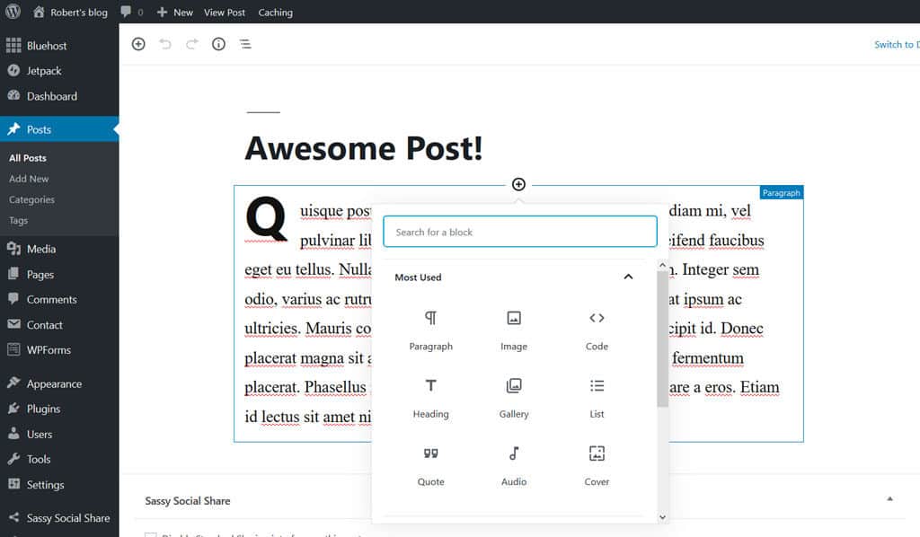 WordPress menambahkan posting baru