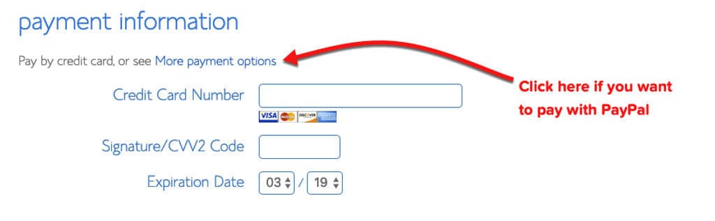 Bluehost payment information