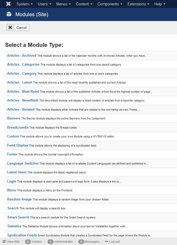 joomla additional modules