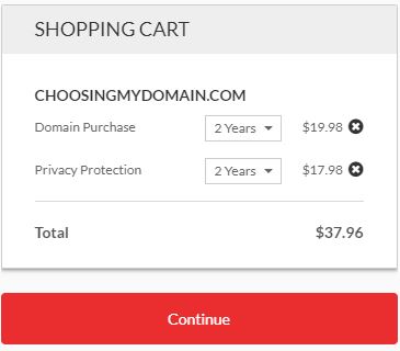 Domain.com shopping cart