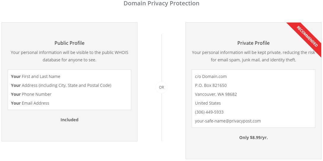 Domain privacy protection