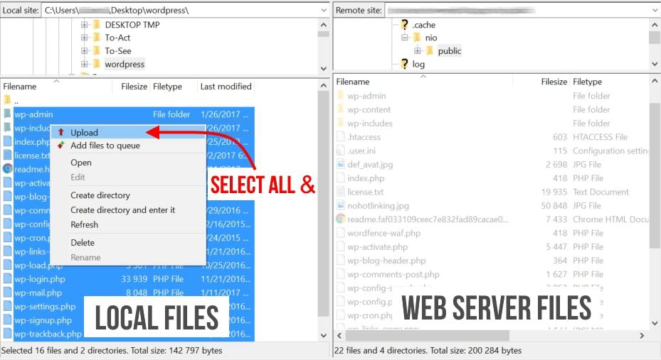 upload new WordPress files