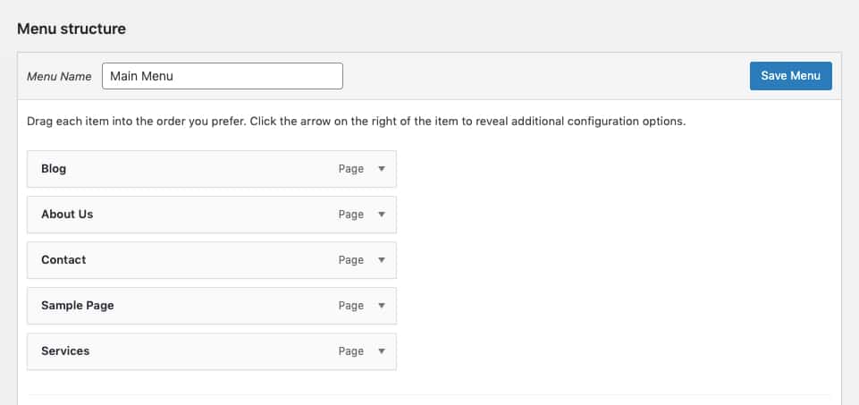 Customize Menu Structure