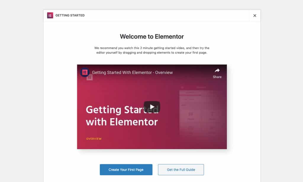 Elementor Getting Started