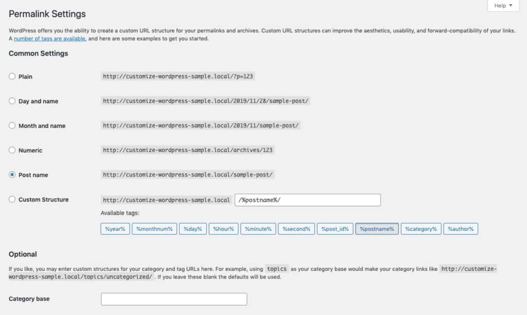 Permalink Settings