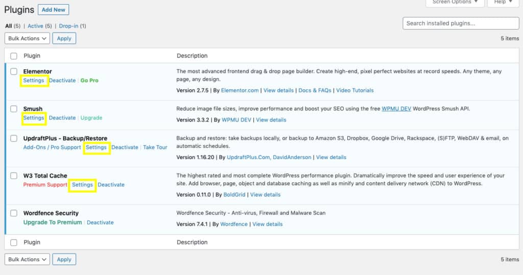 Plugin Settings