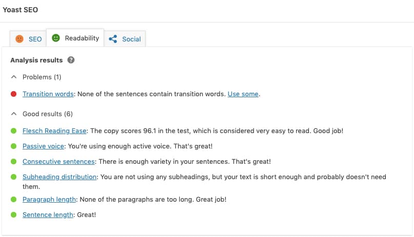 Yoast Readability