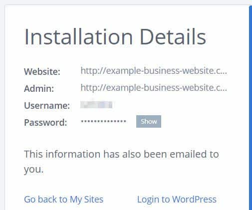 Bluehost Installation Details