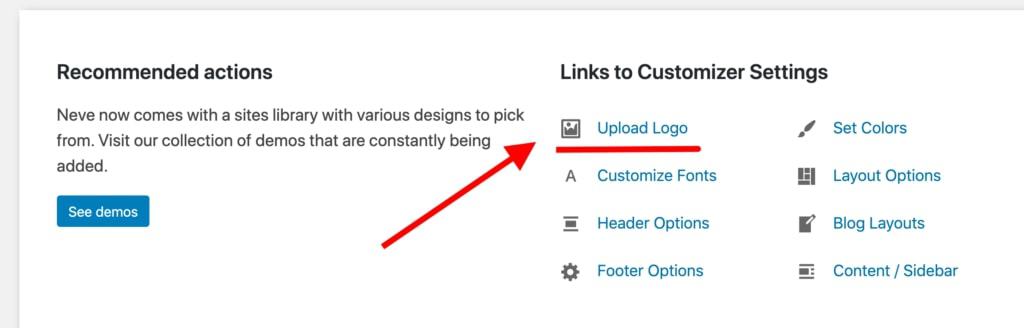 How to create a website: upload logo