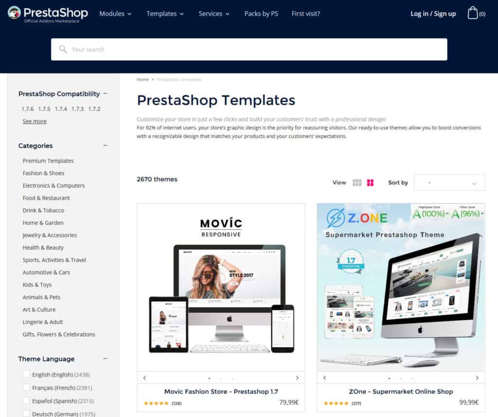 tienda de plantillas prestashop