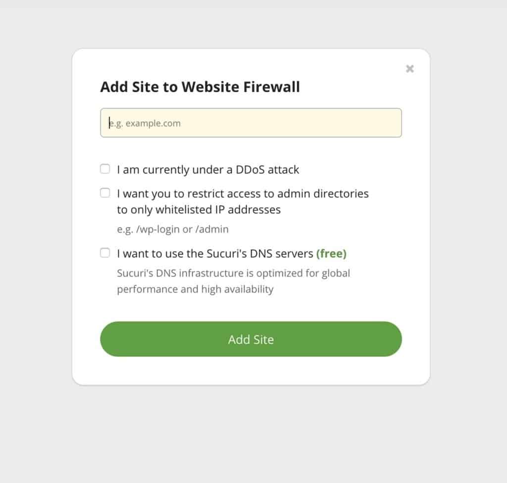 Adding site to sucuri