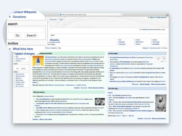 Wikipedia seach example