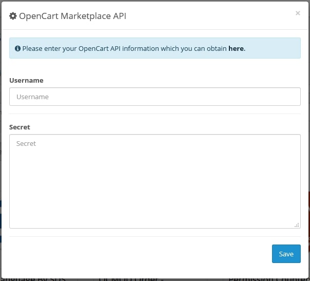 insert opencart api information