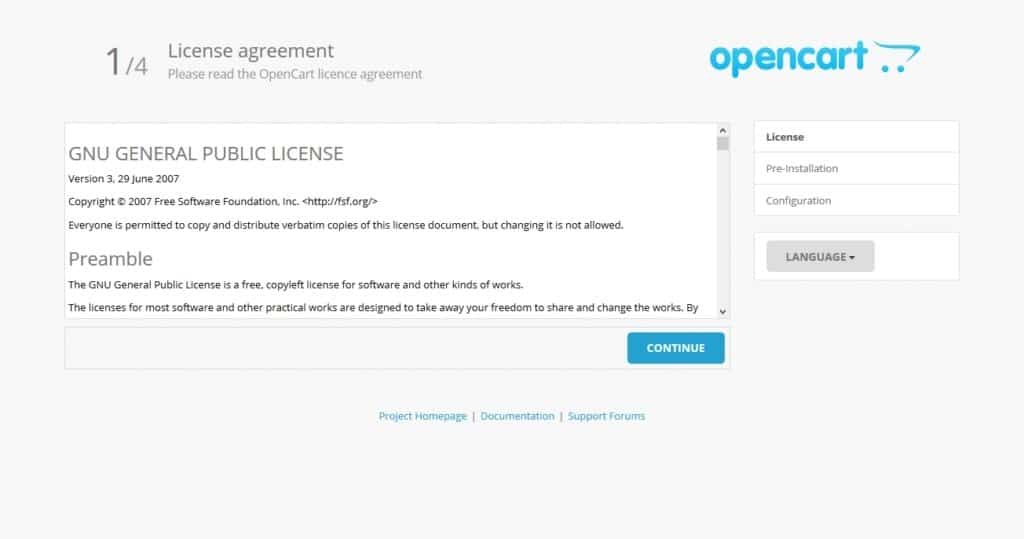 opencart installation