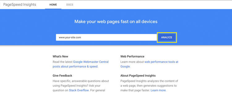 Google site speed test for benchmarking website speed