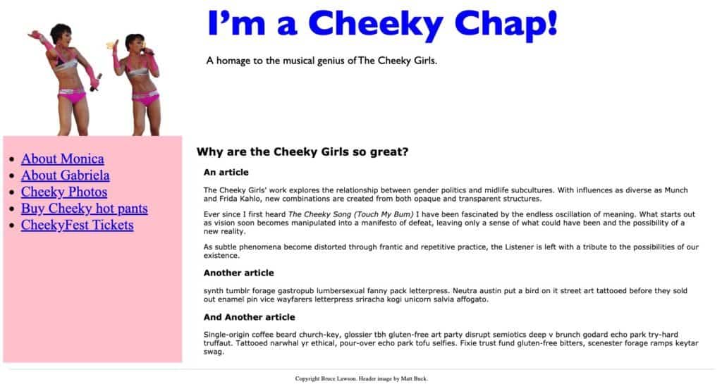 The Cheeky Girls test website