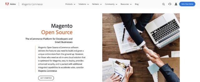 Magento open source homepage screenshot