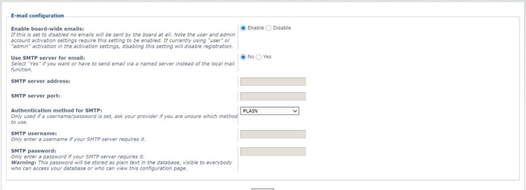 configuración del correo electrónico