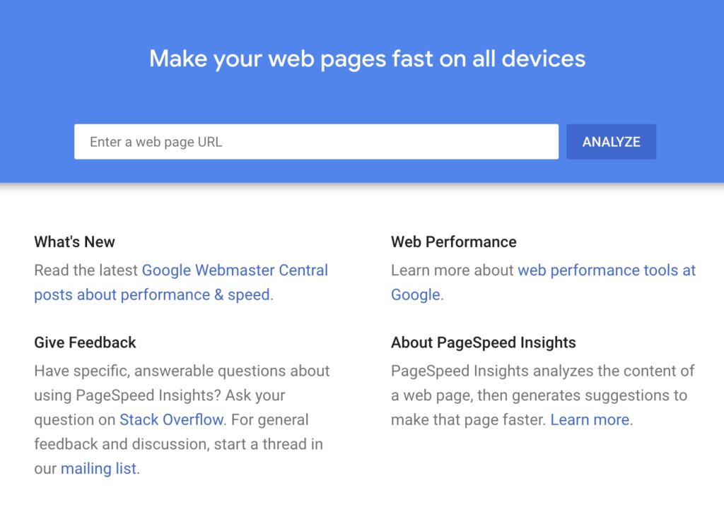 google pagespeed insights