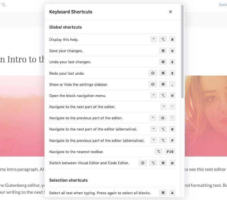 Gutenberg-Keyboard-Shortcuts