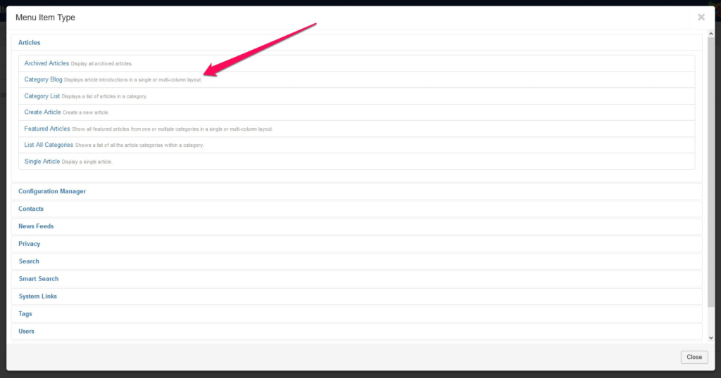 crear blog de categoría joomla