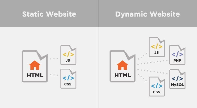 static website and dynamic website examples