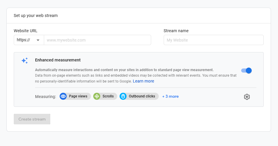 configure data stream