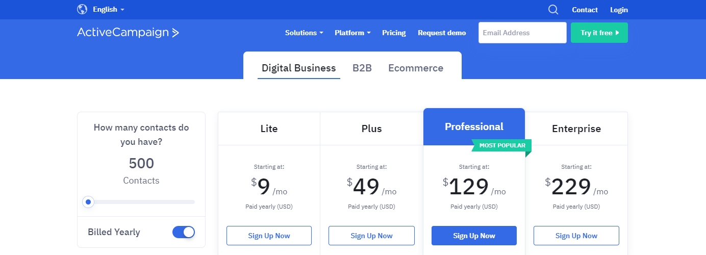 ActiveCampaign pricing plans