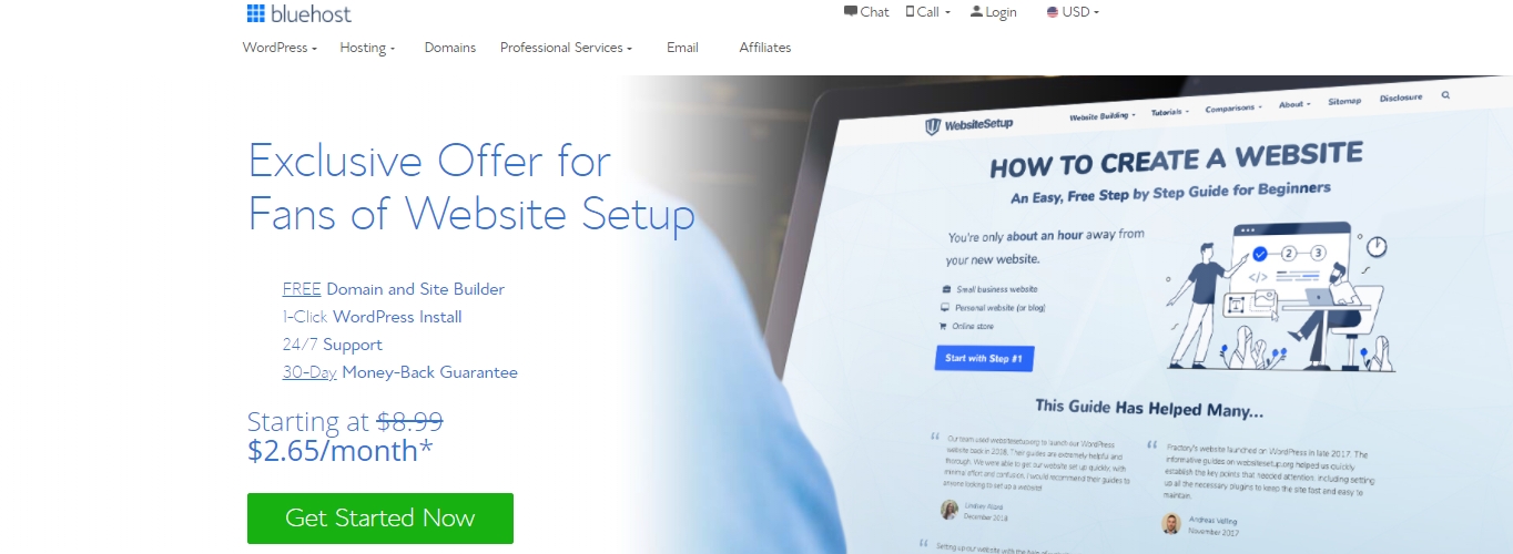 Bluehost homepage