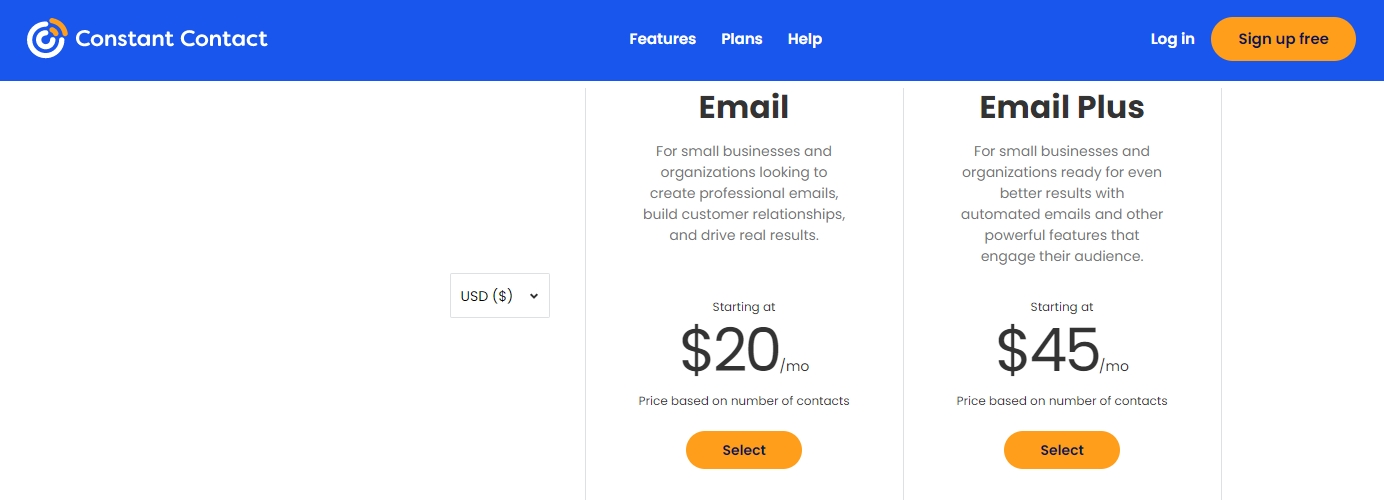 Constant Contact Pricing Plans