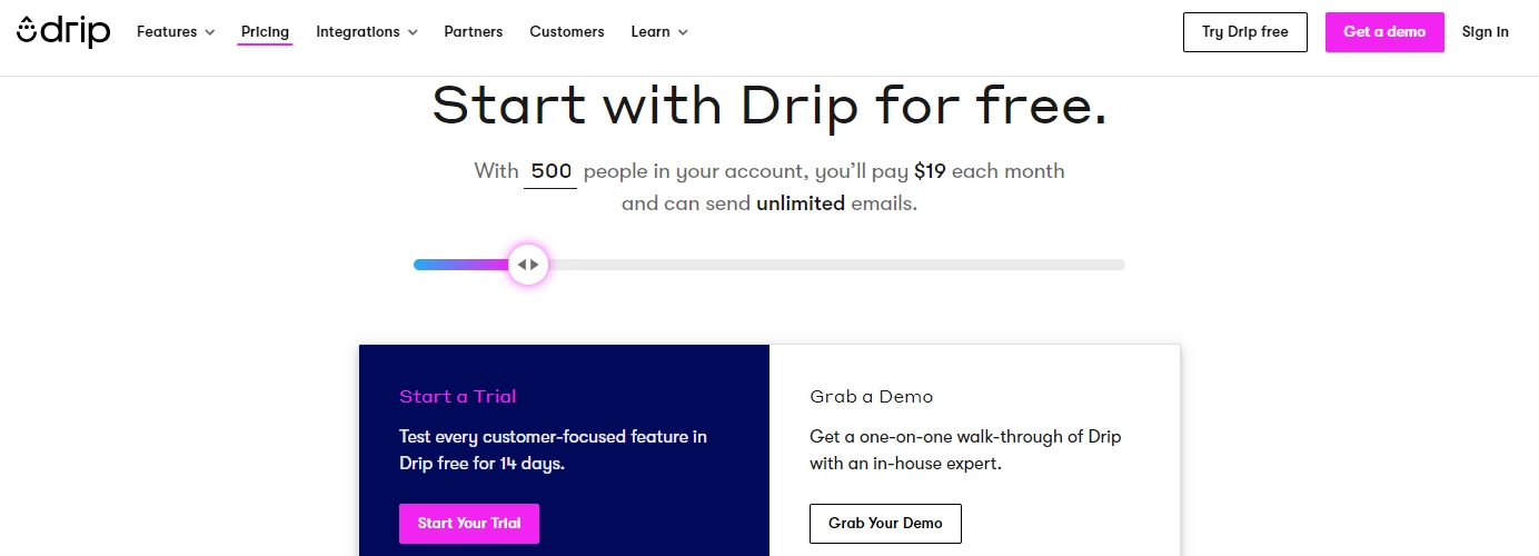 Drip pricing plans