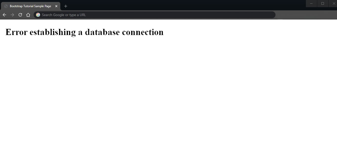 Error Establishing a Database Connection