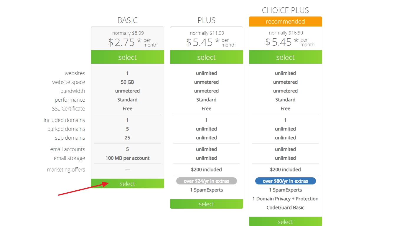 Precios y planes de Bluehost