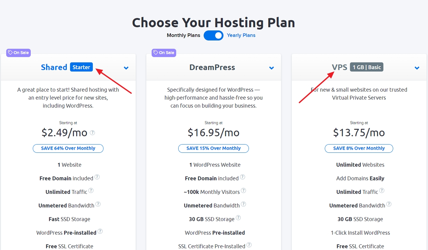 Wählen Sie Ihren Hosting-Plan