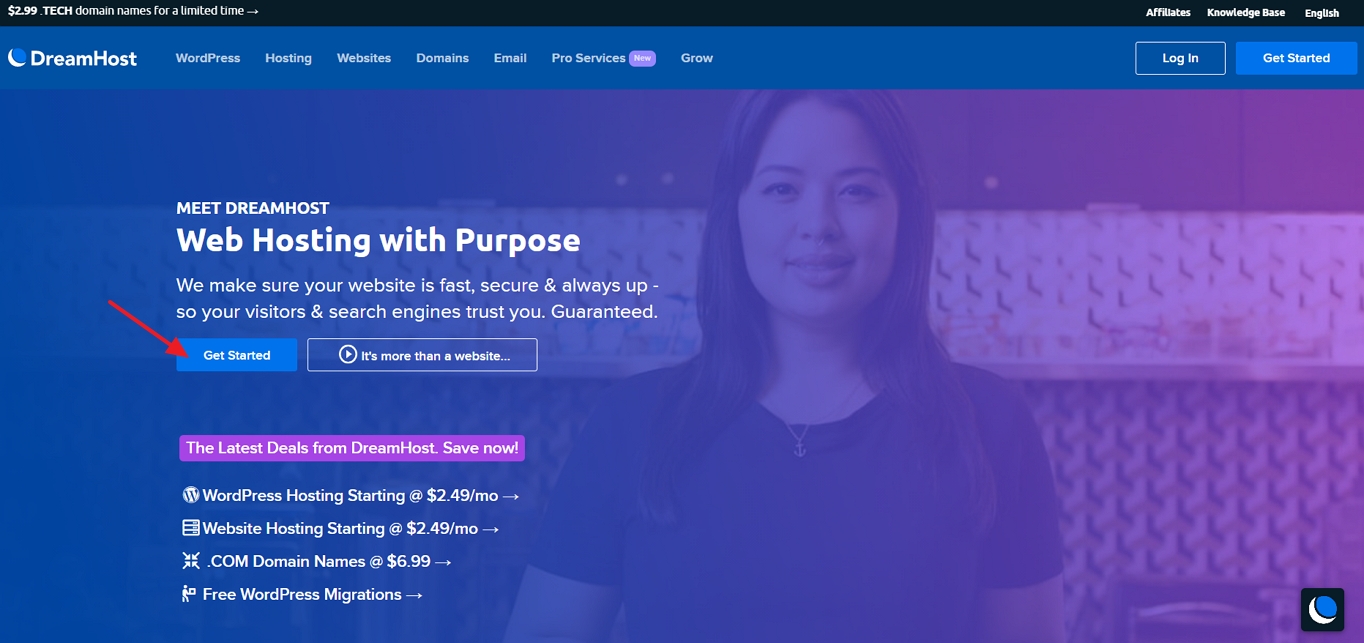 dreamhost landing page