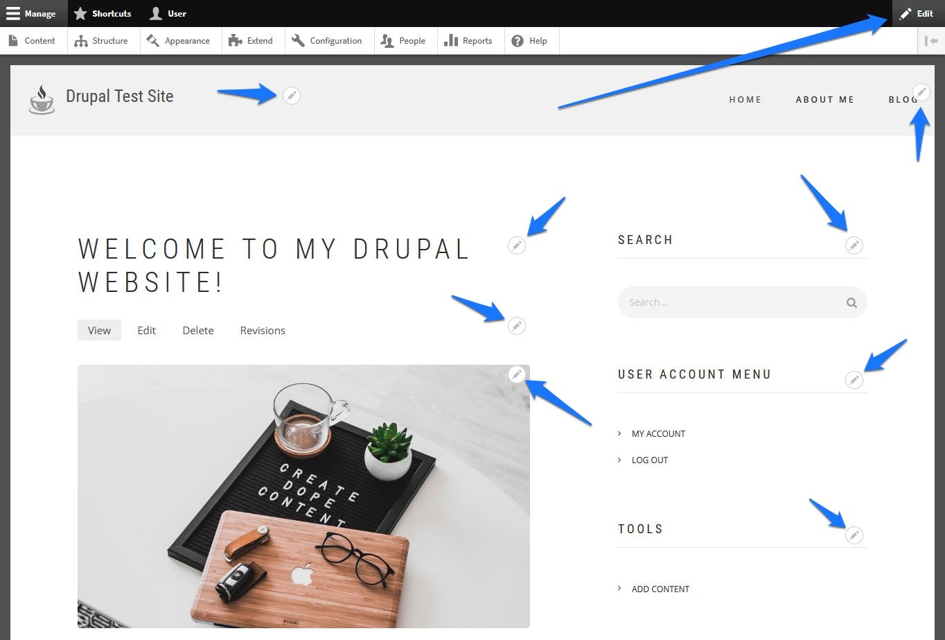 enable edit block options on drupal front end