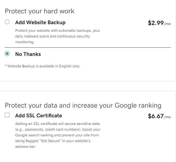 godaddy charges extra fee for SSL security