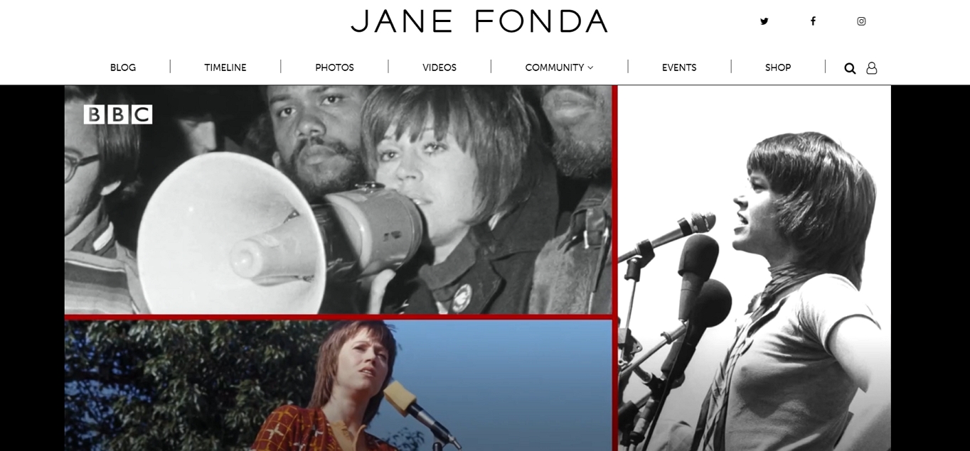 Other types of websites include personal websites like this example of Jane Fonda's site.