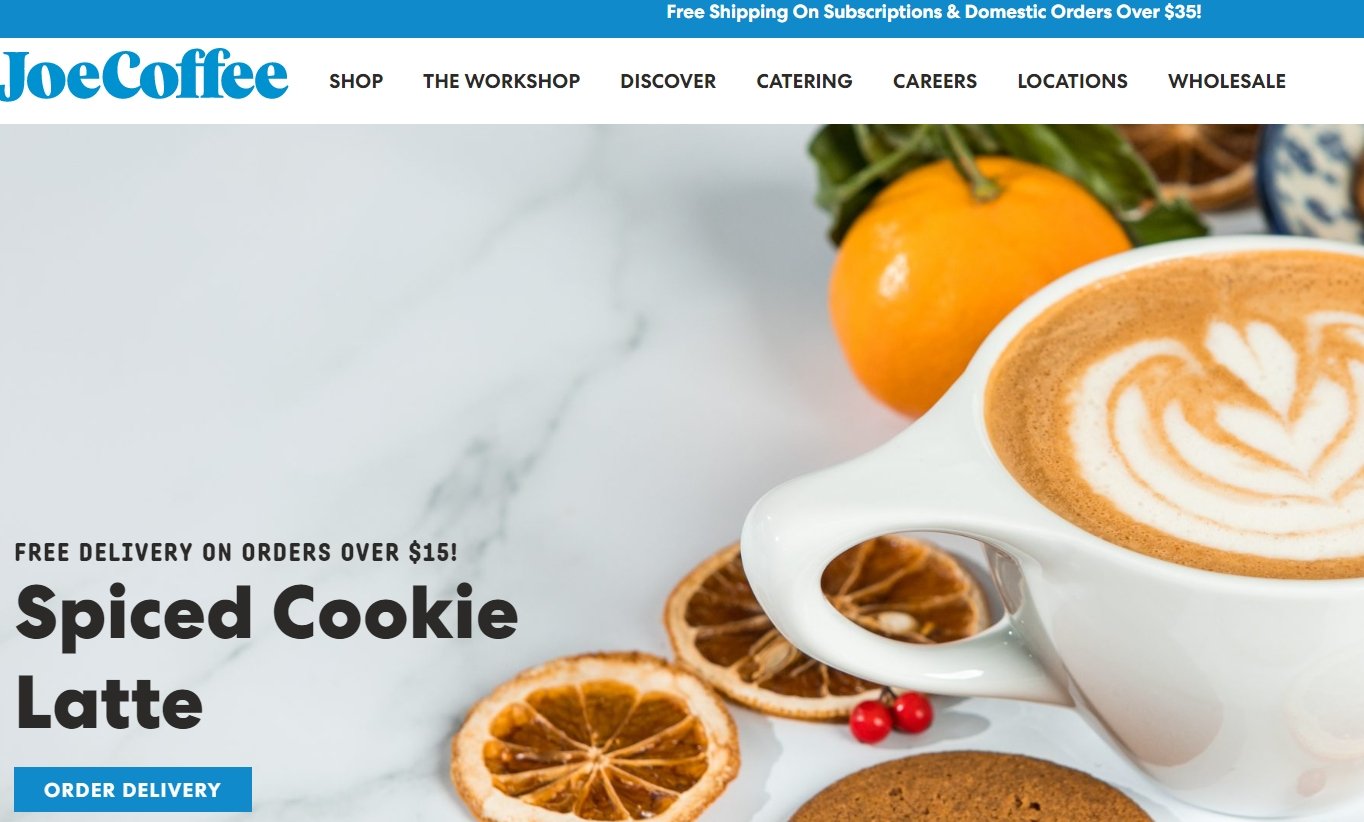 Example of the small business type of website. The Joe Coffee website.
