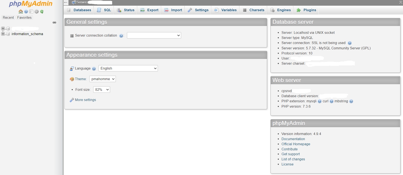 phpMyAdmin Console