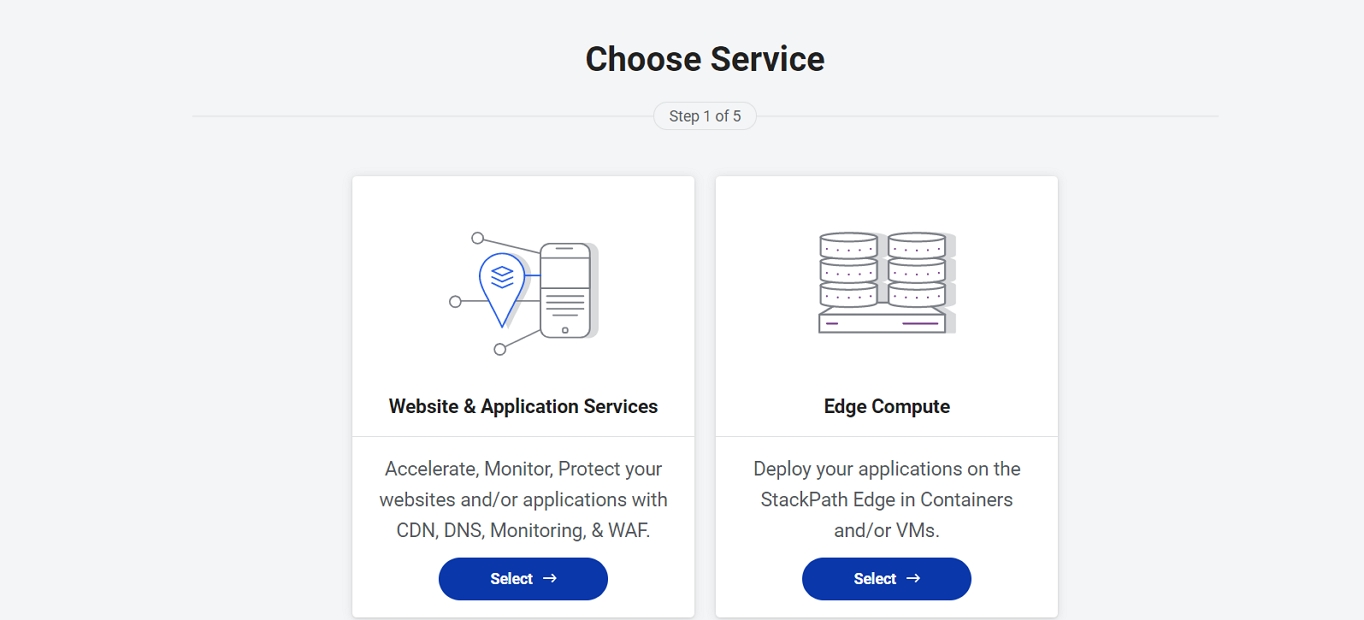 Selecting Stackpath Service