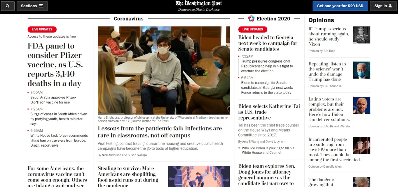 News websites tend to favour the magazine-style layout.