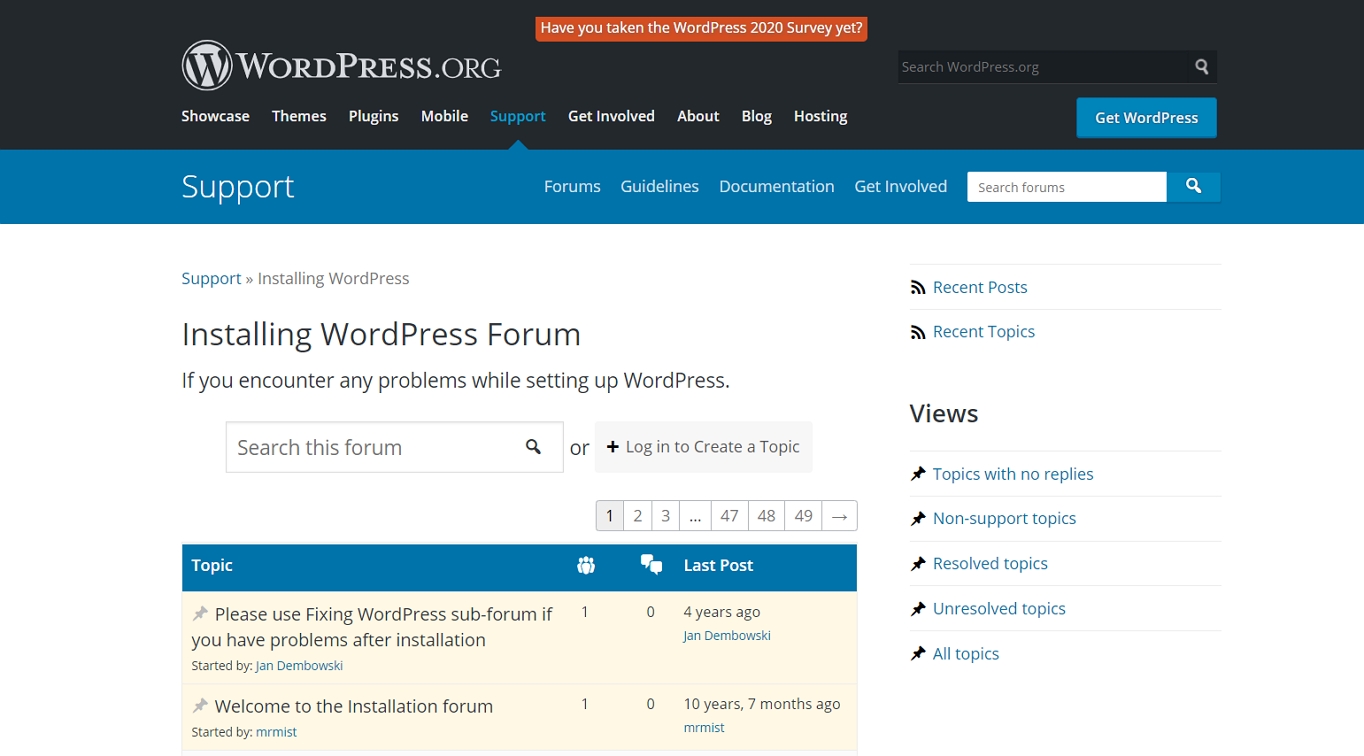 The WordPress.org support forum.