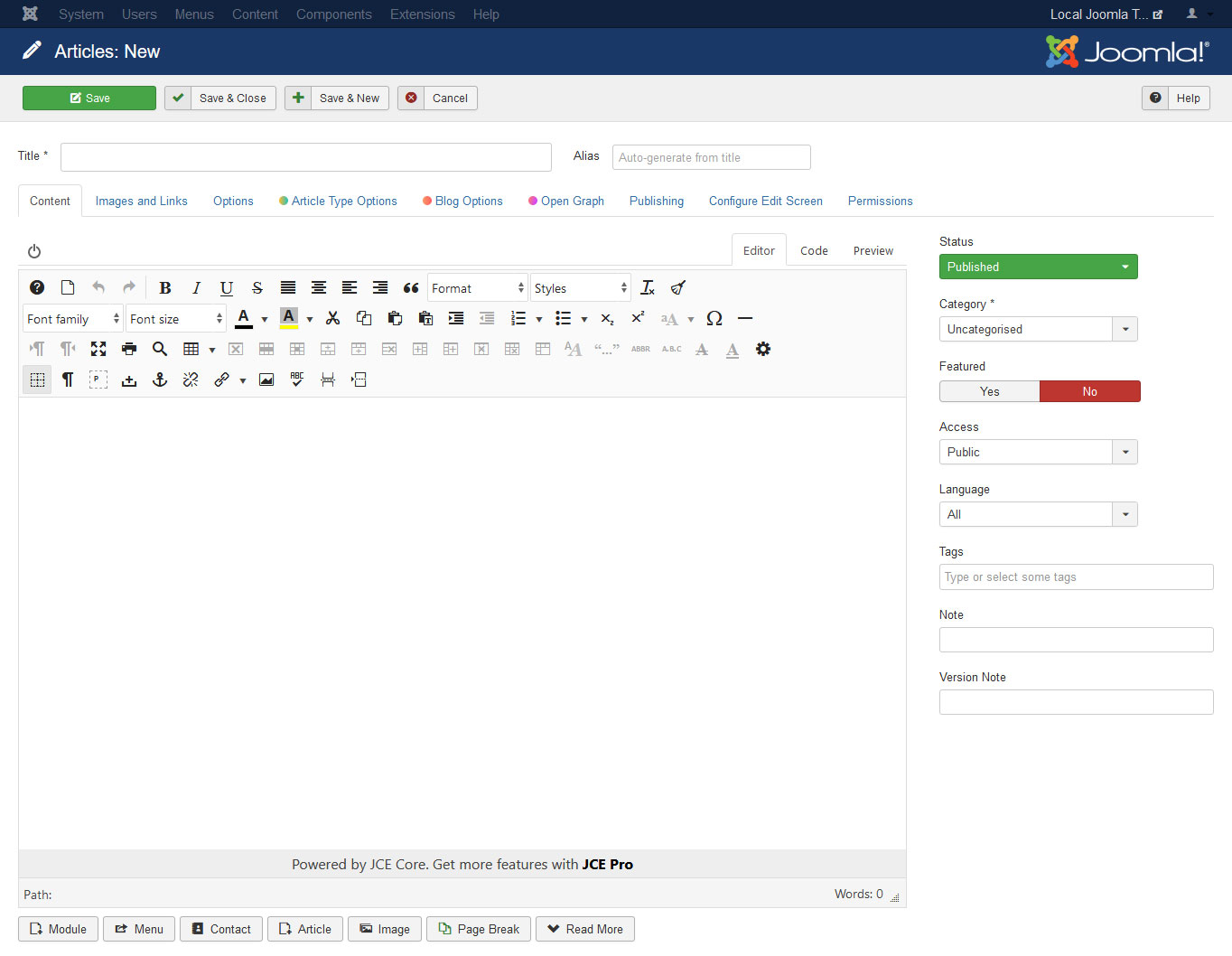 joomla jce content editor