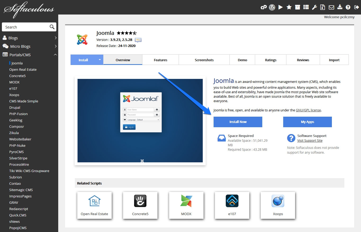 joomla quick installation in bluehost step 3