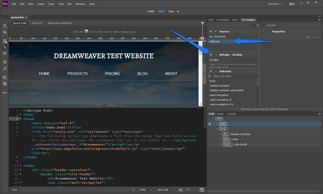 how to create a navigation bar in dreamweaver cc