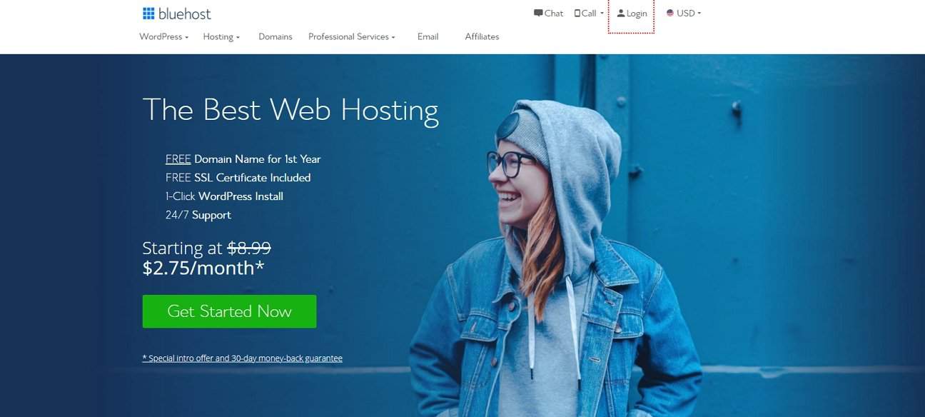 Bluehost homepage