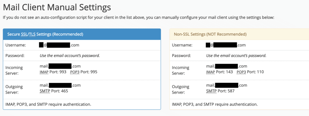 email manual config